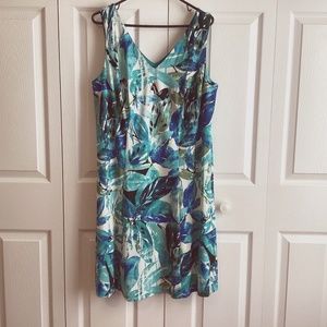 db (established 1962) Tropical Teal/white  V-Neck Pullover Dress Size 14